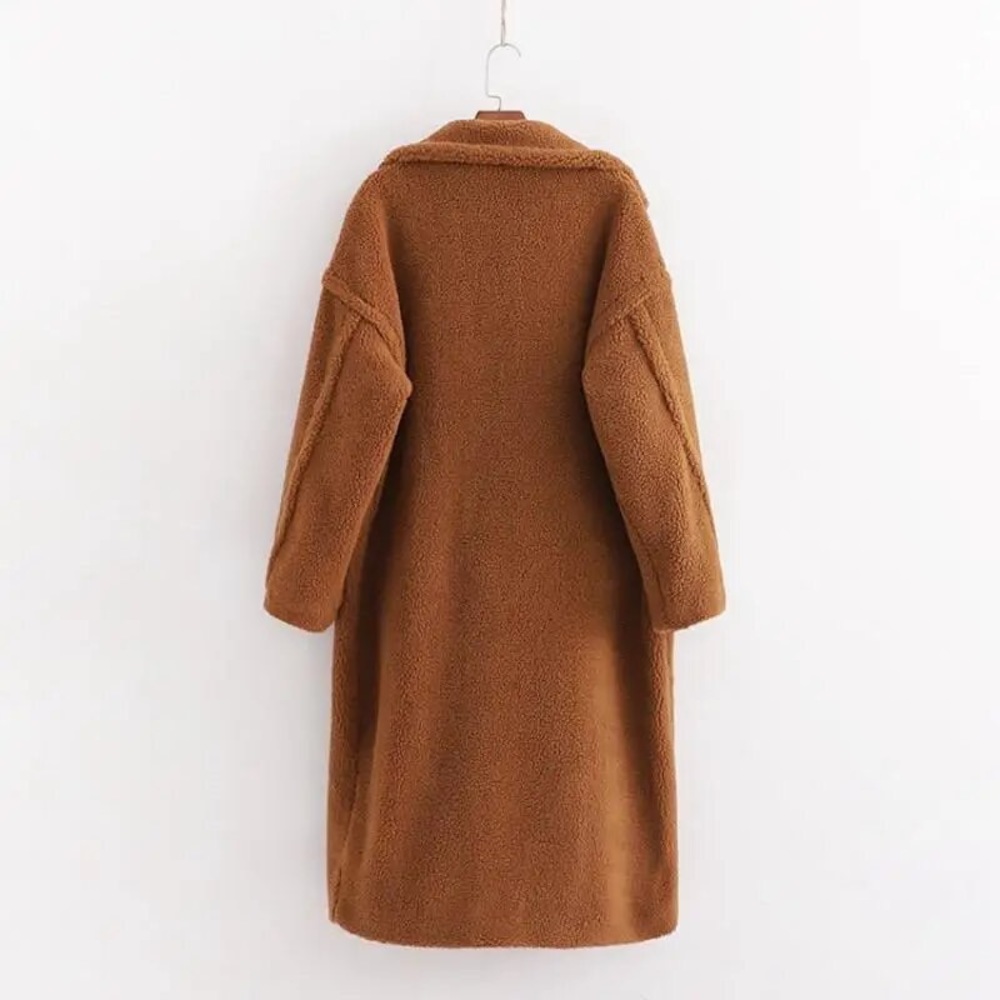 755. CLEARANCE LAST 2!! Brown Sherpa Plush Teddy Faux Fur Coat - Picture 3 of 5